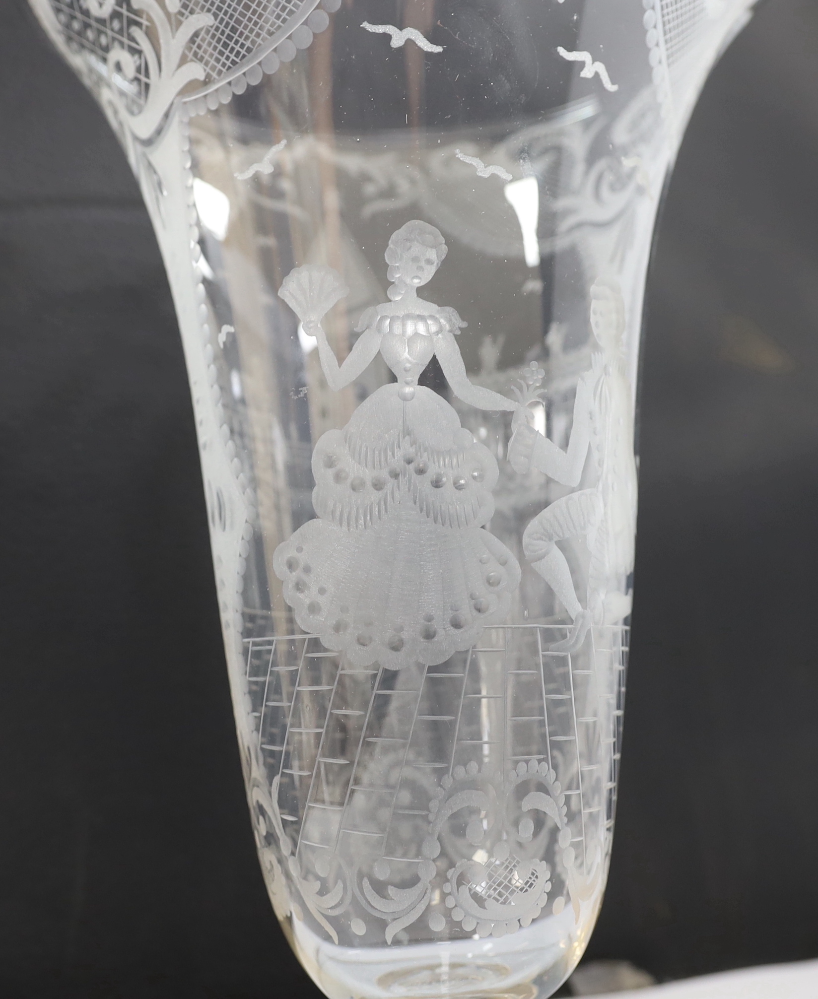 A mid 20th century Venetian wheel-engraved vase, 31cm